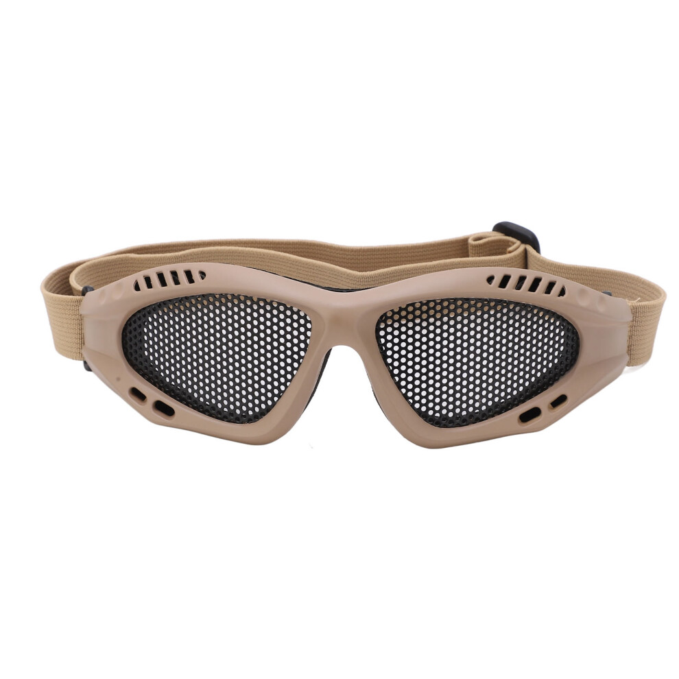 Safety Glasses Impact Resistant Sandproof Breathable Strap Type Iron Mesh Goggles With Storage Bag Brown 8441320722302