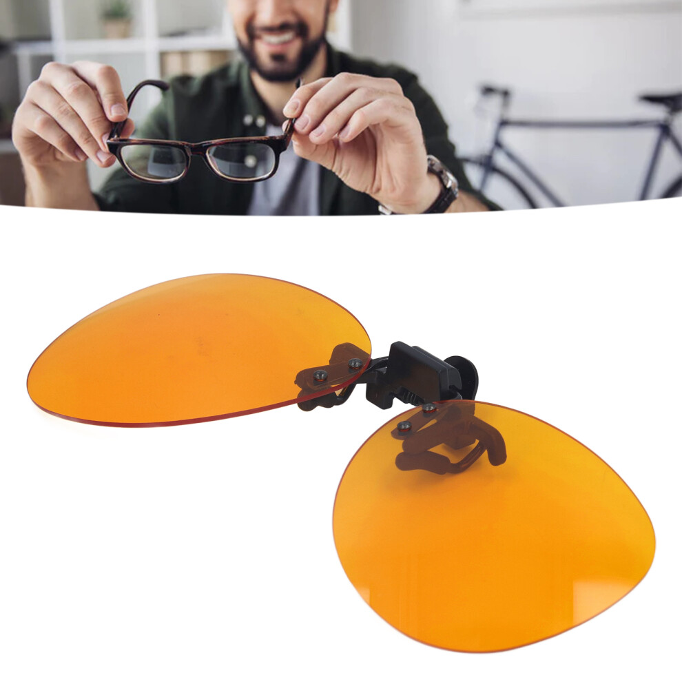 Clip On Glasses Efficient Blue Lights Blocking 180 Degree Vertical Flip Portable Orange Glasses Clip Lens for Computer Round