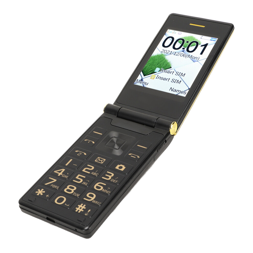 2.8In Screen Flip Phone For Elder Dual Sim Dual Standby Long Standby Time Multi Function Multi Language 5900Mah 2G Flip Cell Phone Gold 3331320722585