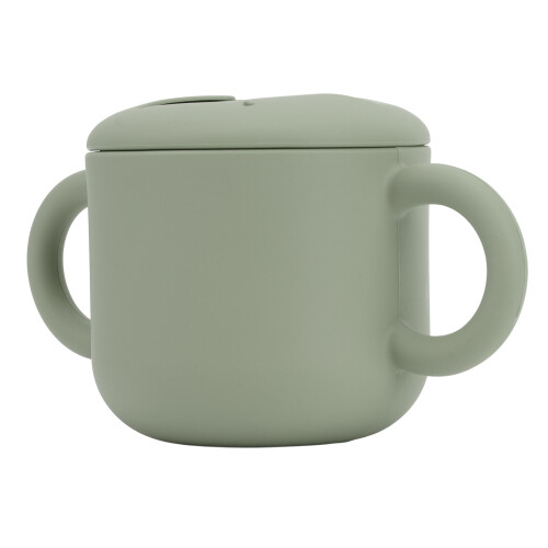 Grüner Silikon-Lernbecher mit Doppelgriffen 4,4 oz