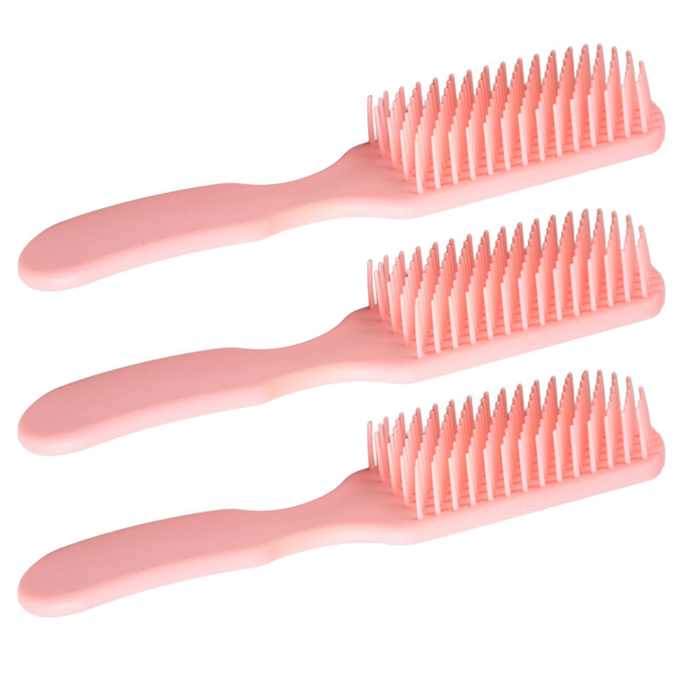 Pink 3Pcs Detangling Hair Brush Professional Portable Scalp Massage 9 Row Brush Styling Tool For Women