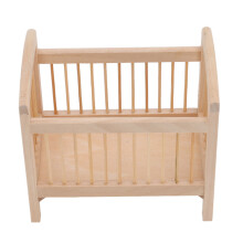 1/12-Skala Birkenholz Mini-Puppenbett 11,4x7,1x10,2 cm