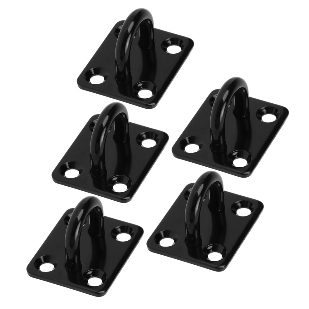 5Pcs Thickened Stainless Steel Ceiling Hook Reinforced Load Bearing Door Buckle Fixing Buckle Stainless Steel Eye Plate Black 5Mm 7681320731015