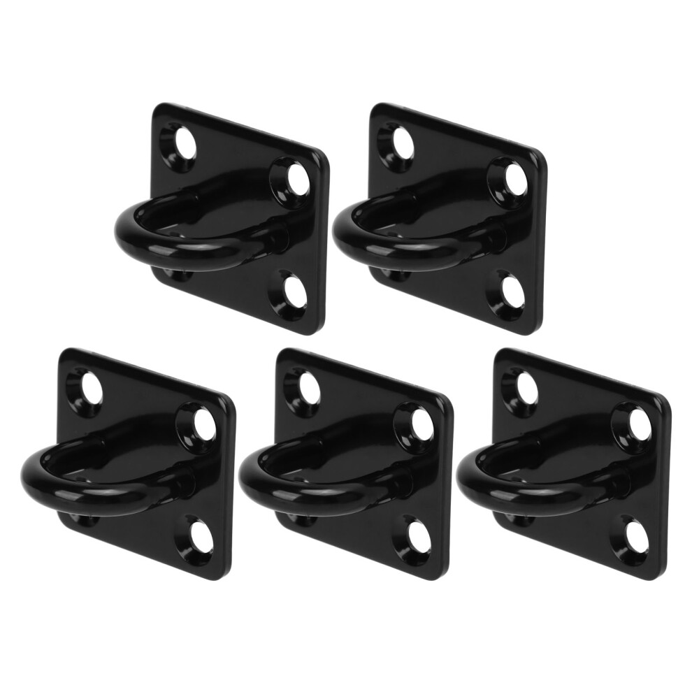 5Pcs Thickened Stainless Steel Ceiling Hook Reinforced Load Bearing Door Buckle Fixing Buckle Stainless Steel Eye Plate Black 6Mm 3741320731256