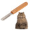 Peine de stripping para mascotas con mango de madera, acero inoxidable 15