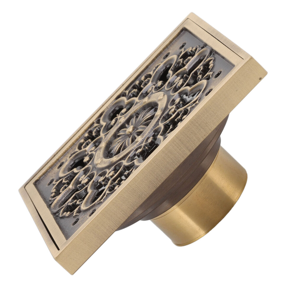 Copper Floor Drain Squared Retro Large Flow Odor Proof Shower Drain For Bathroom 7891320732619