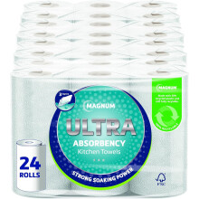 Magnum Ultra Absorbent Kitchen Rolls, 24 Pack (4×6 Rolls)