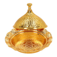 Gold Sugar Bowl Retro Exquisite Zinc Alloy Vintage Sugar Bowl with Lid for Home Party Wedding Decoration