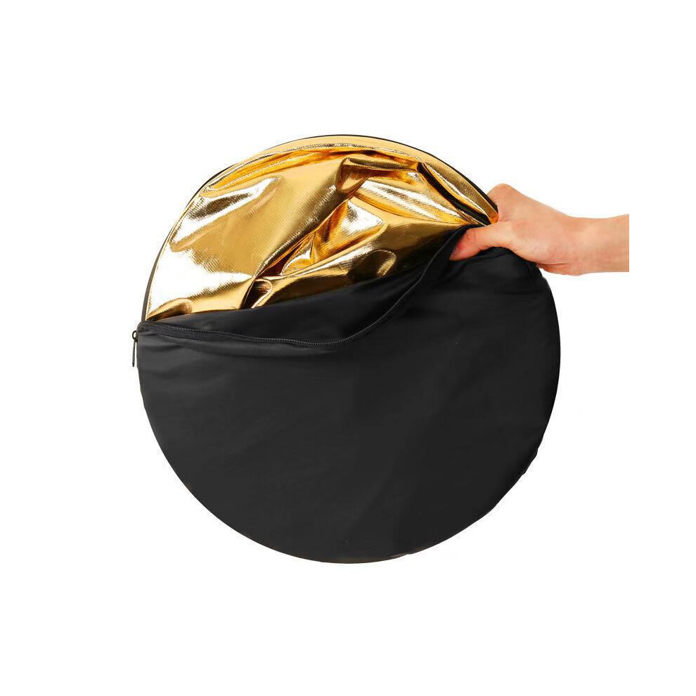 5 In 1 Reflectors With Soft White And Black Round Collapsible Multi Portable Reflector For Photography 60Cm / 23.6In Light/Silver/Gold 9451320738936
