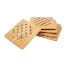 Bambus-Topflappen-Set, 5-teilig, 15 cm Quadrat, Natur