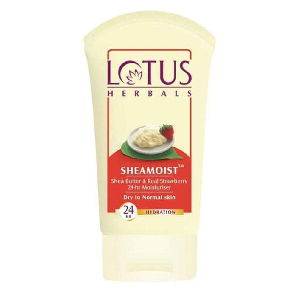 Lotus Herbal Shea Butter And Real Strawberry 24 Hour Moisturiser, 60g