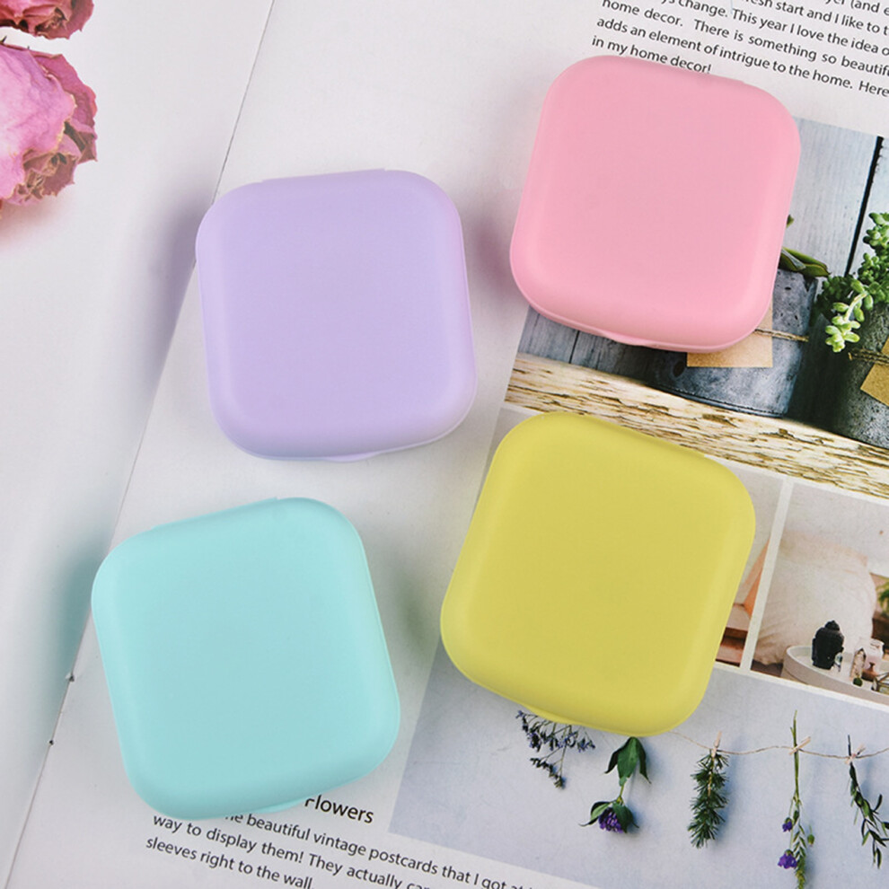 Simple Small Portable Candy-colored Contact Lens Case Built-in Tweezers Suction Stick Frosted Surface Contact Lenses Companion Care Box