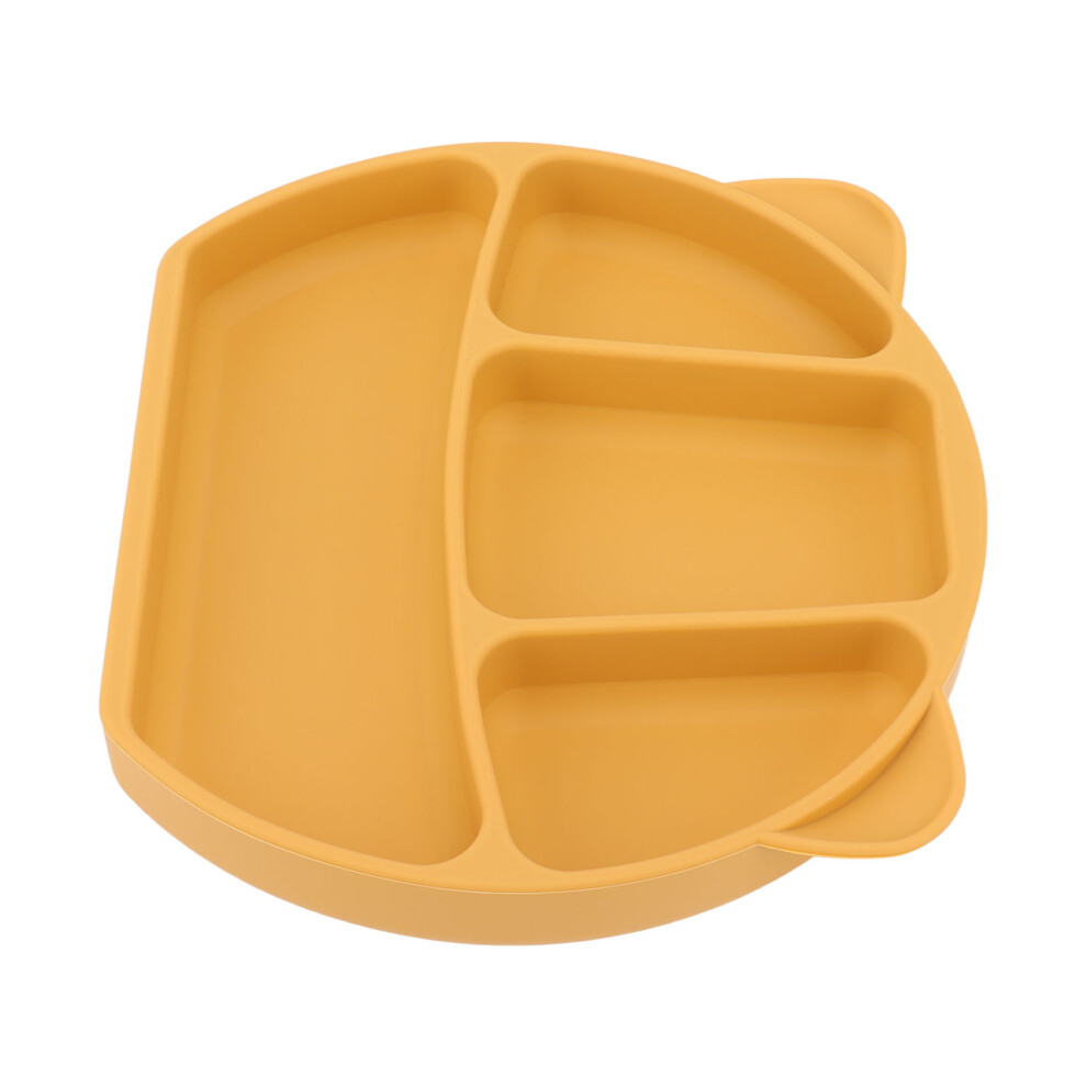 Baby Plate Silicone Divided 3 Compartments Toddler Bowl With Fork Spoon For Dining Yellow