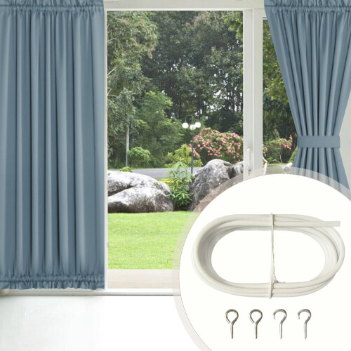 10FT Gardinendraht mit 4 Haken - Weiß, 9.84ft 1