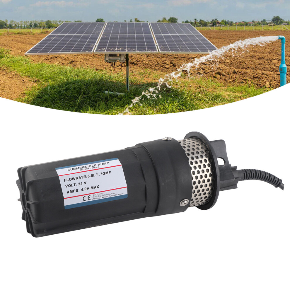 Solar Submersible Water Pump 230Ft Lift 6.5L Deep Well Water Pump For Irrigation Pond Dc 24V Black 9311320762112