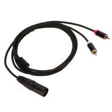 XLR-Stecker männlich zu 2 RCA-Kabel 2 m schwarz HiFi verlustfrei