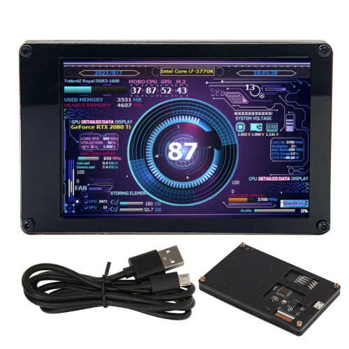 Computer-Temperaturmonitor 3,5 Zoll IPS USB Schwarz RAM-Daten 1