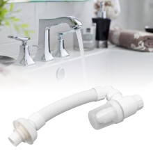 Tubo de desagüe para lavabo de 90 grados, blanco, ABS, flexible