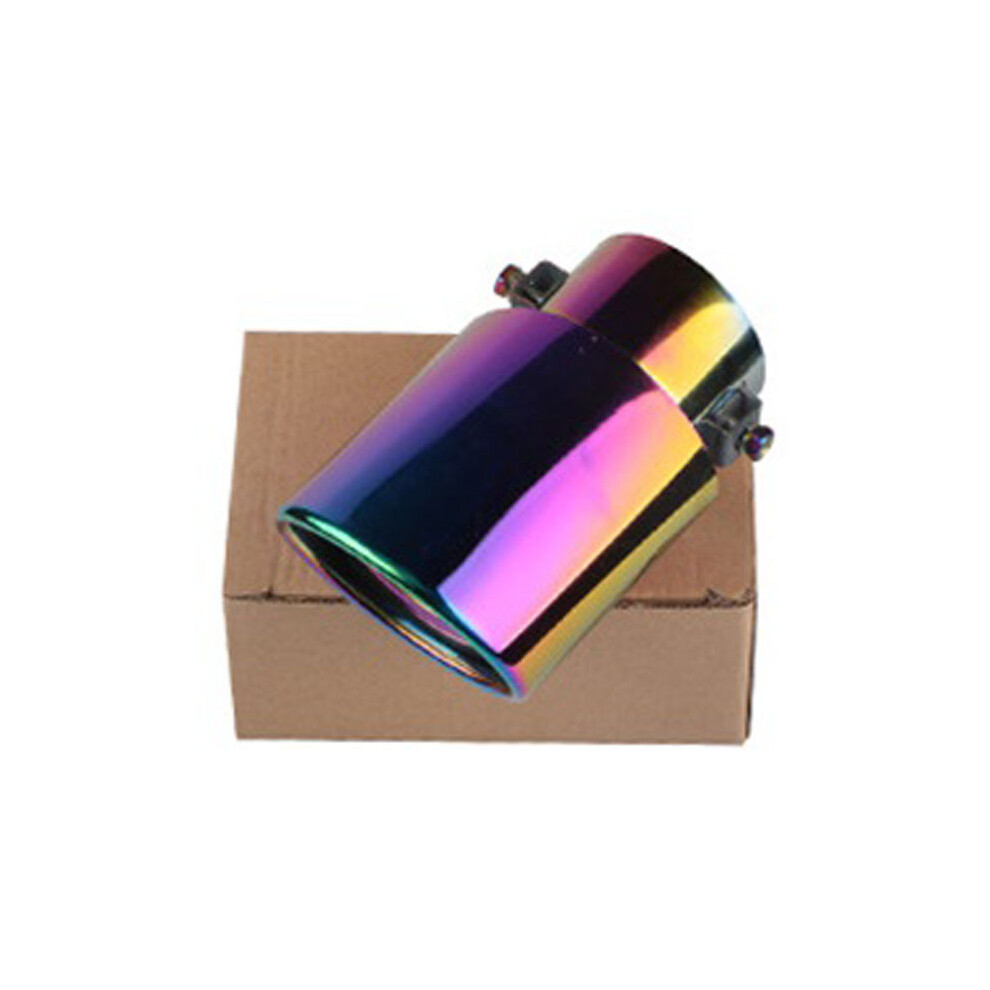 Car Exhaust Tip Stainless Steel Rustproof Universal Exhaust Tail Throat For 5.3Cm To 3.8Cm Pipe Colorful Bend Type 7641320768435