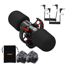 MAMEN MIC-08 Pro Mini On-camera Microphone Two-way Pickup Metal Mic Super Cardioid Intelligent Noise Reduction Real-time Headphone Monitori