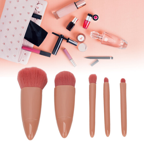 5-teiliges pinkes Make-up-Pinsel-Set - Lidschatten, Spiegel-Set