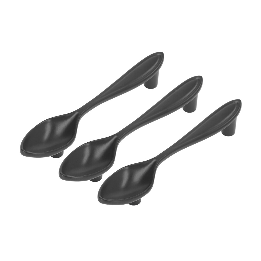 3Set Door Handles Thickened Cutlery Tableware Shaped Cabinet Pulls For Drawer Wardrobe Bookshelves Black Spoon 8791320773515