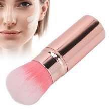 Cepillo de polvos retráctil con cerdas suaves, herramienta cosmética de viaje, rosa para maquillaje