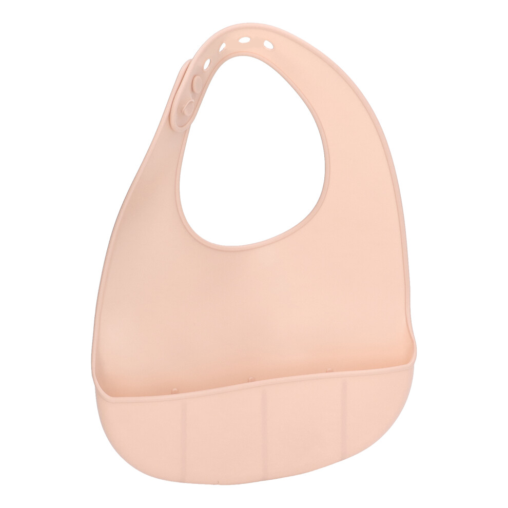 Silicone Bib Soft Waterproof Silicone Neck Fasteners Spill Pocket Dishwasher Safe Baby Silicone Bibs For 10 To 72 Months Pink