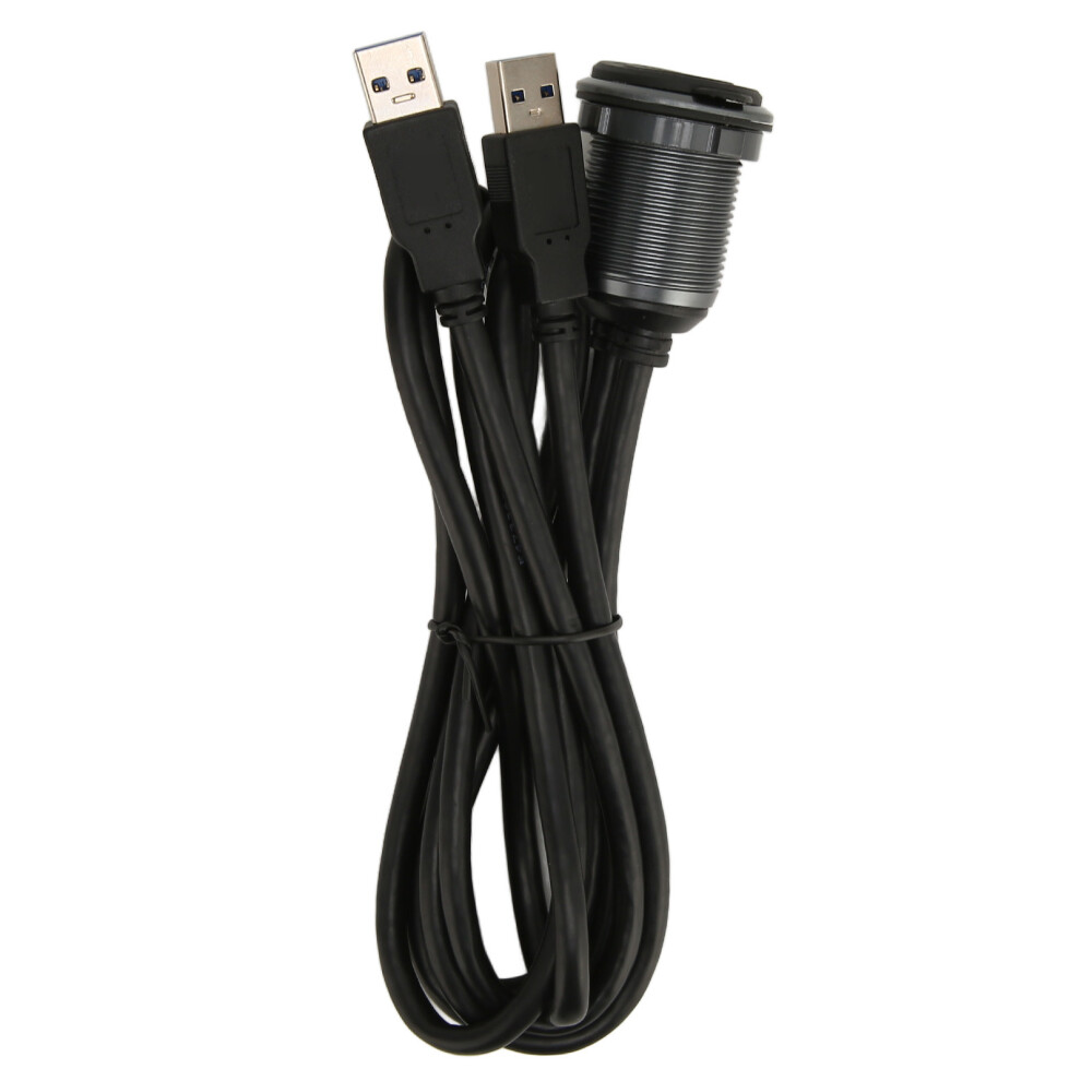 2 Ports Dual Usb 3.0 Male To Usb 3.0 Female Car Mount Flush Cable 3.3Ft Plug And Play Waterproof Dash Panel Mount Cable 5011320774071