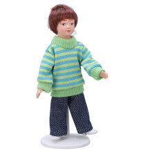 1:12 Suéter verde Muñeca de cerámica en miniatura para niño 11,5 cm