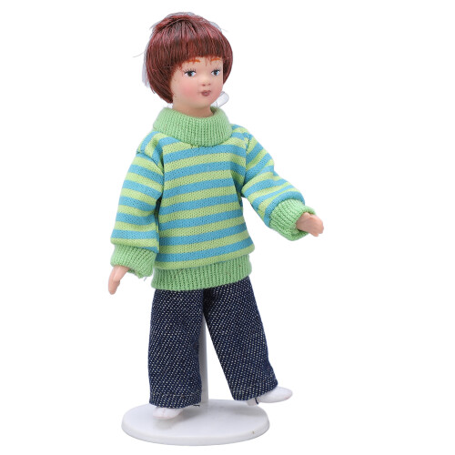 1:12 Maßstab Grüner Pullover Mini-Junge 11,5 cm
