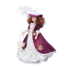 Muñeca de porcelana en miniatura 1/12 16,5 cm morada oscura