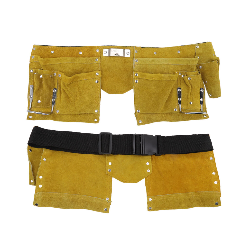 Leather Tool Belt Multiple Pockets Quick Release Buckle Wearproof Portable Leather Tool Belt Apron For Woodworking 3421320778528