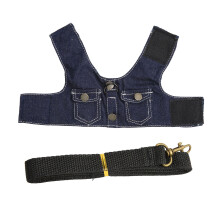 Arnés de chaqueta vaquera para perros, azul oscuro, talla M, correa de nylon