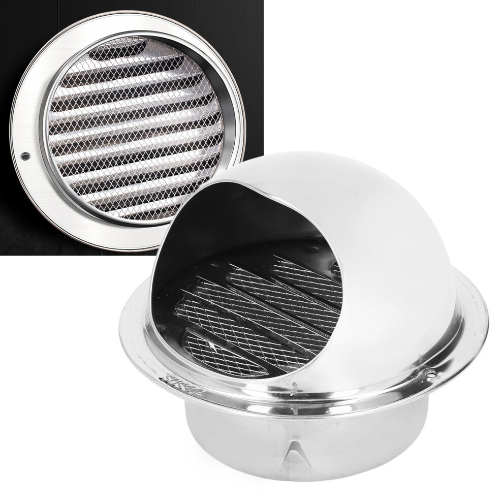 Stainless Steel Round Air Vent Thicken Windproof Rainproof Round Ventilation Grille Cover With Fine Mesh 130Mm/5.1In 9301320784337