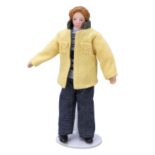 Figuras de porcelana a escala 1:12, abrigo amarillo, 15,5 cm