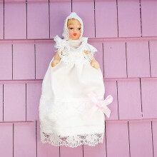 Muñeca bebé de cerámica en miniatura en escala 1/12 de 8 cm con vestido