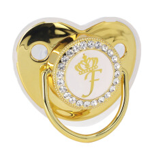 Tragbares goldenes Kronen-Babyschnuller mit Strass-Design und Kette Clip