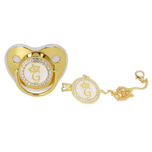 Schnuller mit Strass Buchstabe G Gold 5,5  4,8 cm 6–18 Monate 1