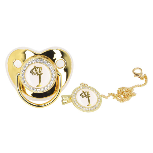 Goldene Krone Schnuller 5,5  4,8 cm mit Clip I 1