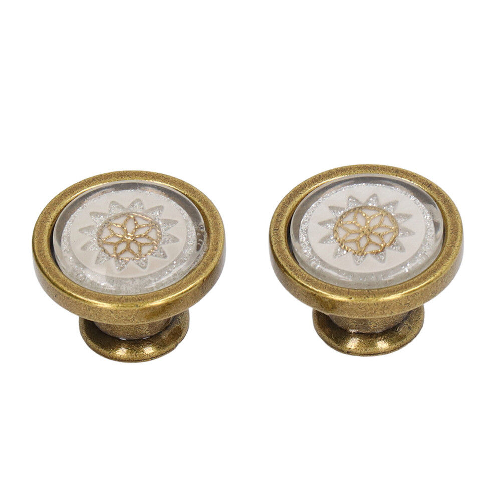 2 Sets Antique Furniture Hardware Handle Knob Zinc Alloy Round Single Hole Cabinet Door Handle Copper White 8071320801341
