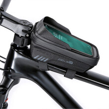 Oberrohr-Handytasche fürs Fahrrad, Großkapazität, 6,8 Zoll, Schwarz/Rot