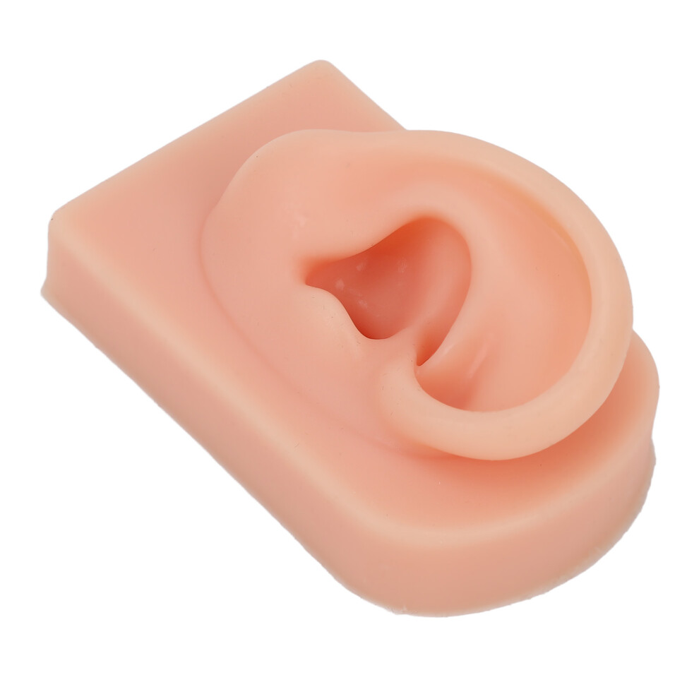 Silicone Ear Model Soft Flexible Right Ear Reusable Human Ear Model for Ear Piercing Training And Earrings Display Light Complexion