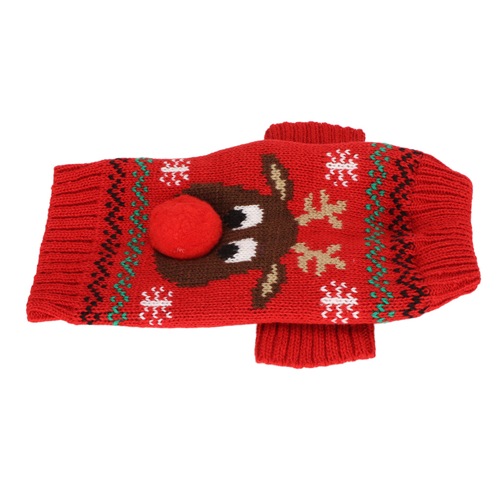 Dog Snow Sweaters Thickening New Year Christmas Dog Holiday Sweaters for Small Medium Dogs M Red