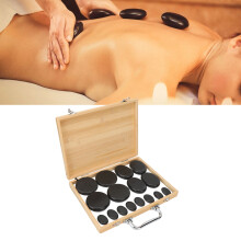 16pcs Hot Stone Warmer Box Fast Heating Round Shape Release Tension Reduce Pressure Massage Stones Set 220V EU Plug
