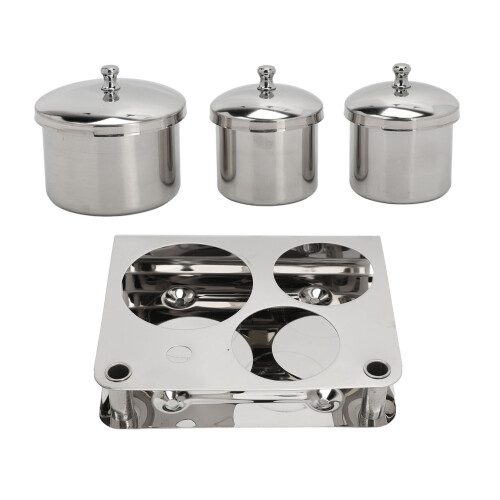 Recipiente de polvo para uñas de acero inoxidable con tapas 1