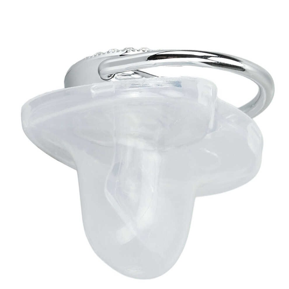 Silicone Baby Pacifier A‑Z Letters Safe Bpa Free One Piece Seamless Pacifier With Lid For Infant 6‑18 Months C Silver