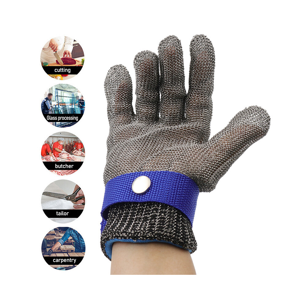 Stainless Steel Glove Cut Resistant Metal Mesh Chainmail Glove For Meat Cutting Chainsaw Work Silver Gray M 23.5Cm 8371320818807