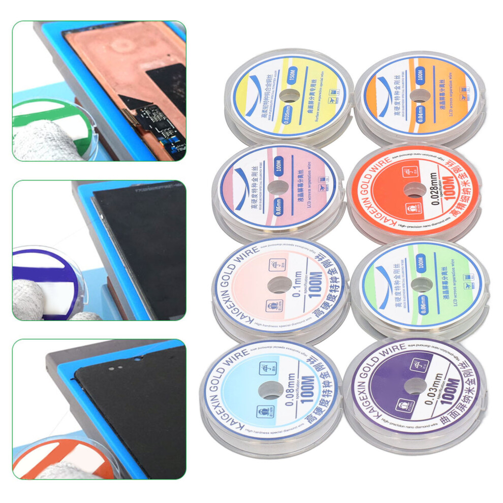 8Pcs Lcd Screen Separation Wire Tungsten Alloy Steel 0.028 0.03 0.035 0.04 0.05 0.06 0.08 0.1Mm Cutting Wire 9471320823159