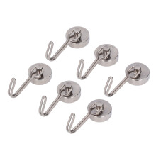 6Pcs Magnetic Hook 180 Rotation 0‑8kg Strong Neodymium Magnet for Refrigerator Home Nickel Colour